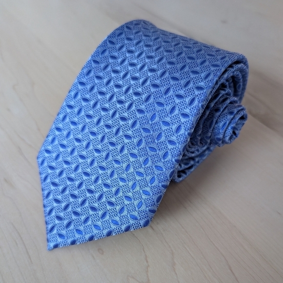 Joseph & Feiss Blue Silk Geometric Tie - Picture 2 of 9
